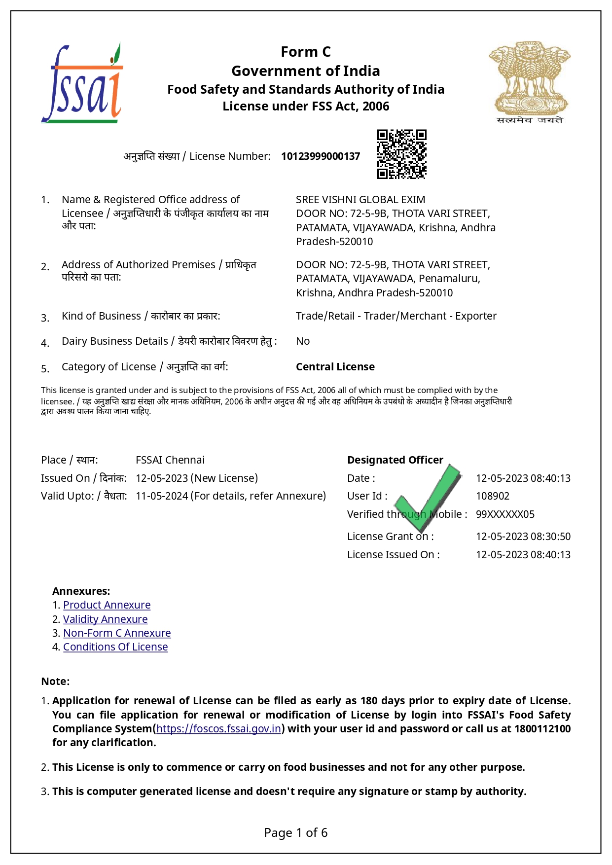 FSSAI Certificate For Retailers & Traders